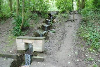 Peruc na Lounsku - Voda od Boženiny studánky přitéká k Oldřichovu dubu.
