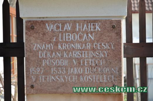 Památka na Václava Hájka z Libočan.