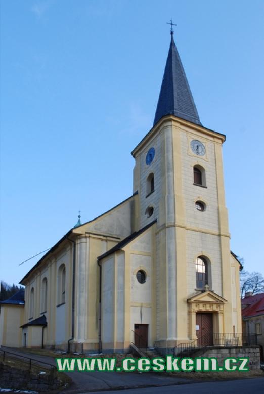 Pohled na zdejší kostel sv. Jana Křtitele.