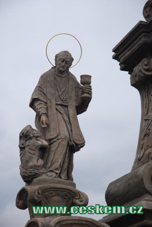 Detail sousoší sv. Jana Nepomuckého.