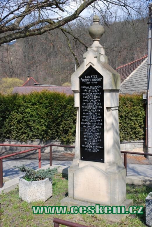 Zdejší památník padlých z 1. světové války.