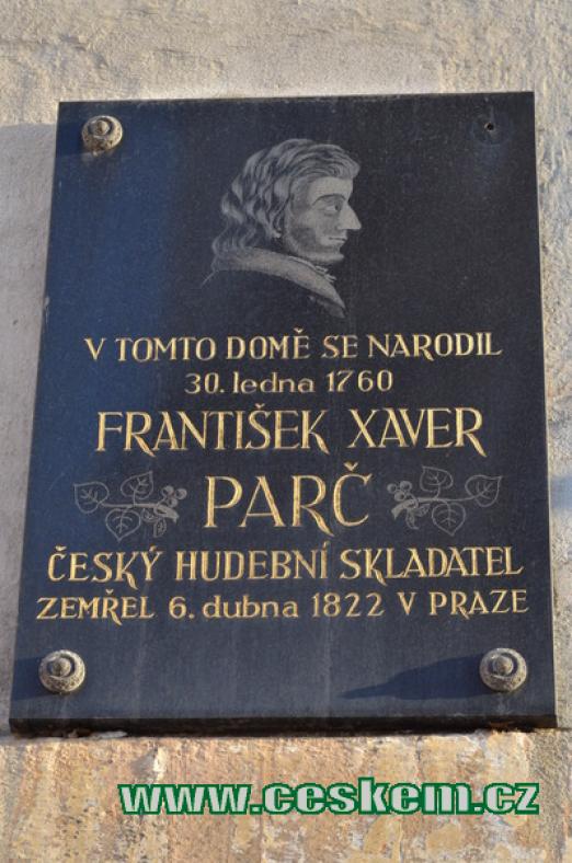 Památka na narození F. X. Parče.